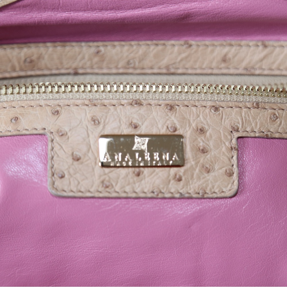 Rare! Authentic Analeena genuine Ostrich Clutch Made in Italy Rose Gold Like new - Picture 8 of 14